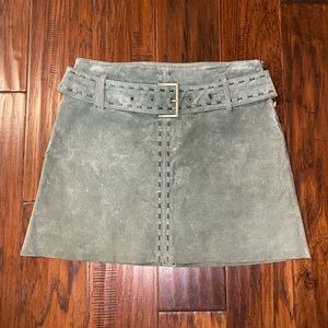 Limited Too Suede Belted Skirt Olive